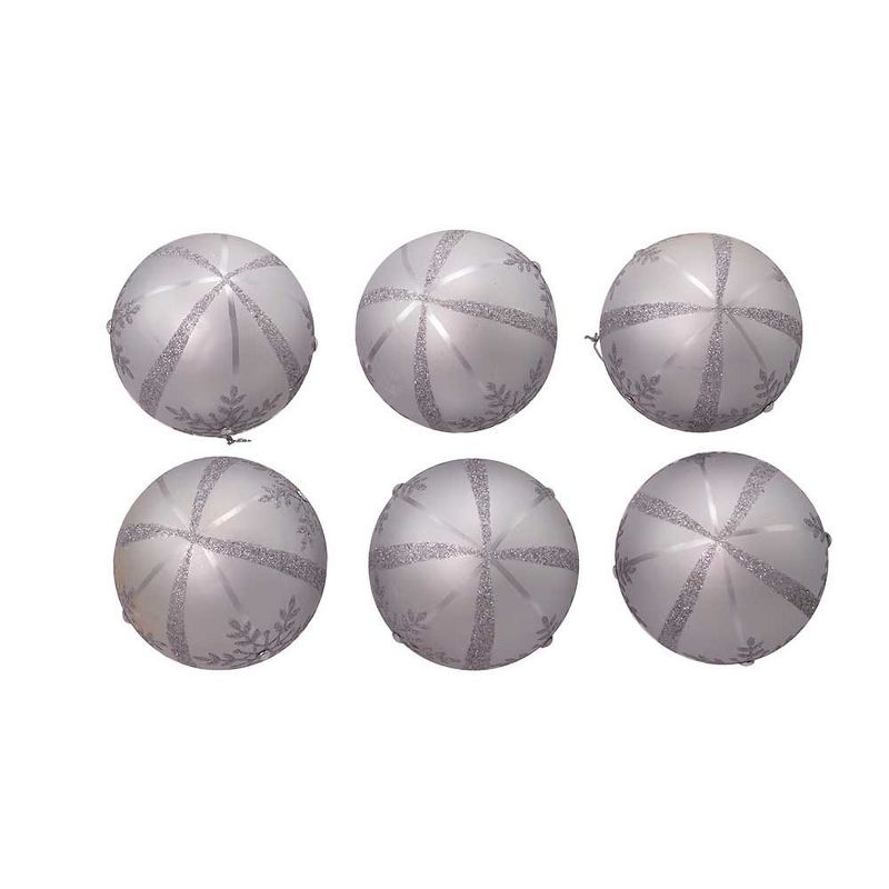 Kurt Adler 80MM Silver Snowflake Glass Ball Ornaments, 6-Piece Set