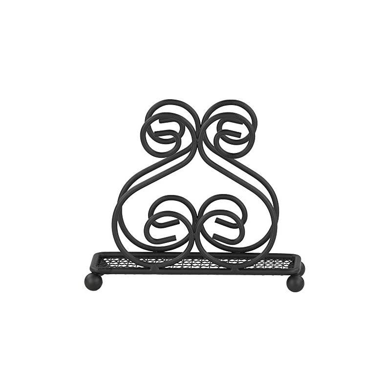 Scroll Collection Steel Napkin Holder, Freestanding Tissue Dispenser Organizer for Kitchen Countertop, Durable, Sturdy, Decor, Black