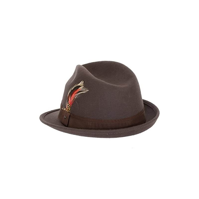 Mens 100 Wool Verve Trilby Fedora Hat XLarge fits 7 12 to 7 58 Brown