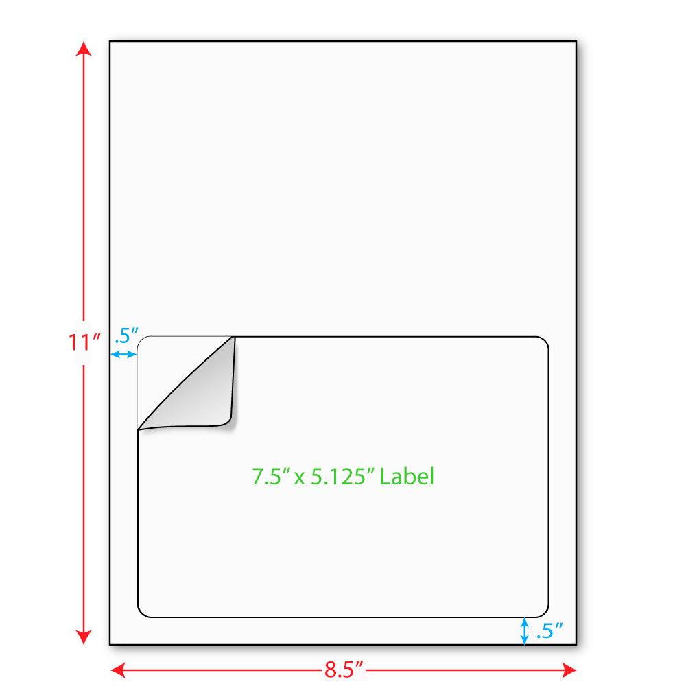 7-1/2" x 5-1/8" (7.5" x 5.125") Integrated Laser Label Form Sheets, 1 Label (Carton of 1000)