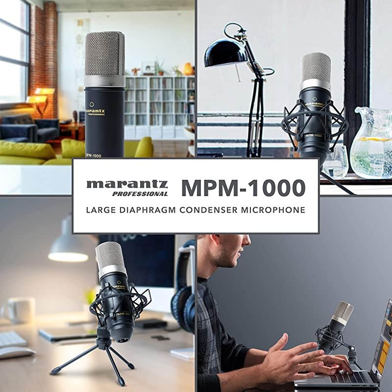 Pro MPM1000 - Studio Recording Condenser Microphone with Shockmount, Desktop Stand and Cable &ndash; Perfect for Podcasting and Voiceover Projects