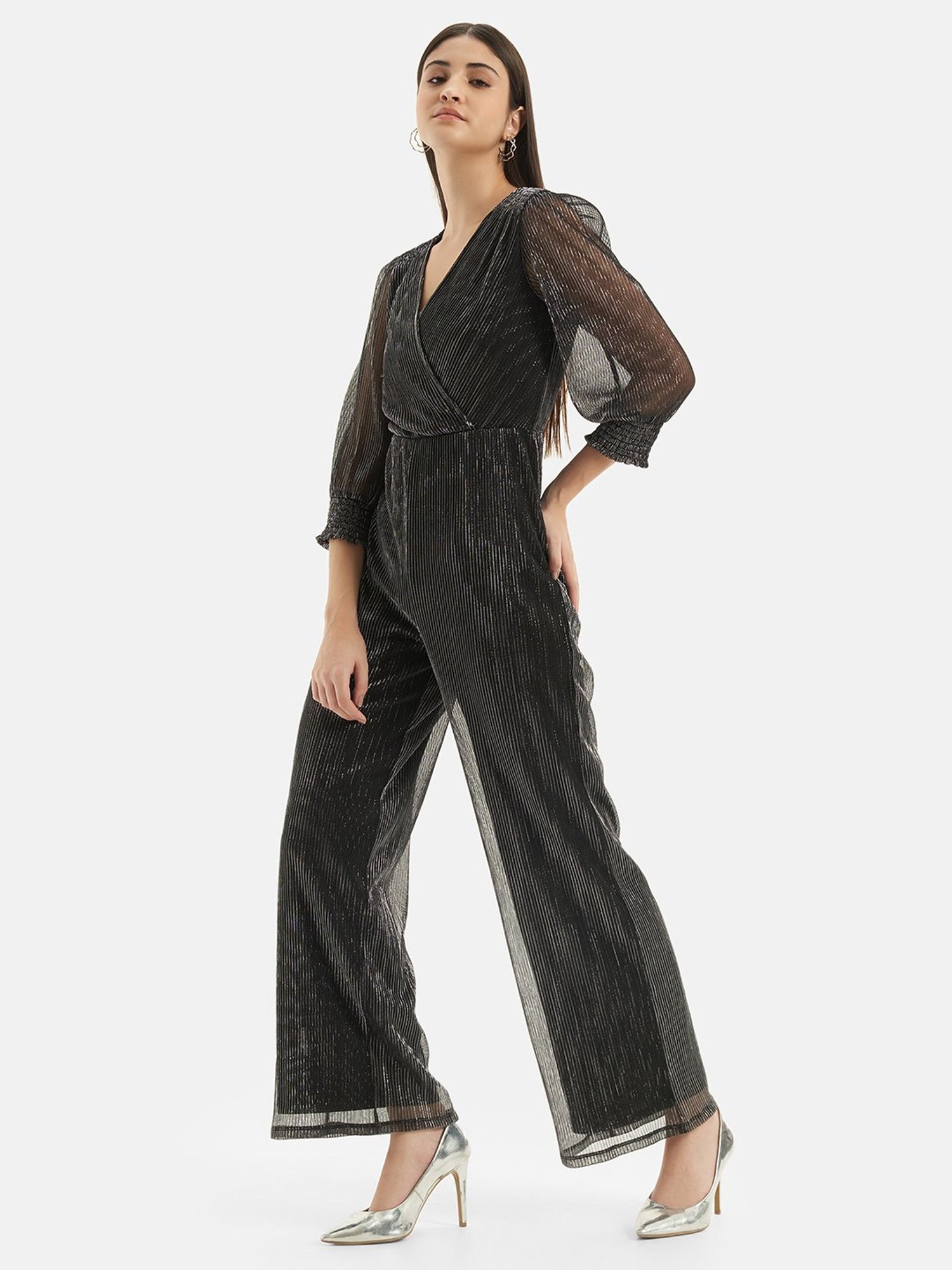 Kazo Black & Silver Overlap Jumpsuit