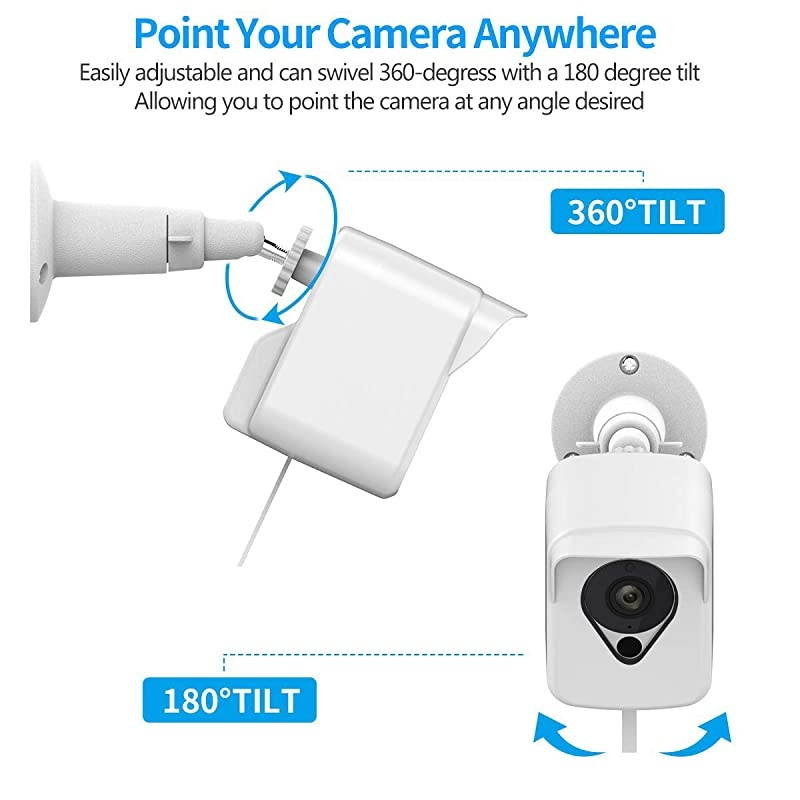 Cam Camera Wall Mount Bracket, COOWUFAN Weather Proof 360 Degree Protective Adjustable Housing Mount and Cover for Cam V2 V1 and Ismart Spot Camera Indoor Outdoor (White(1 Pack))
