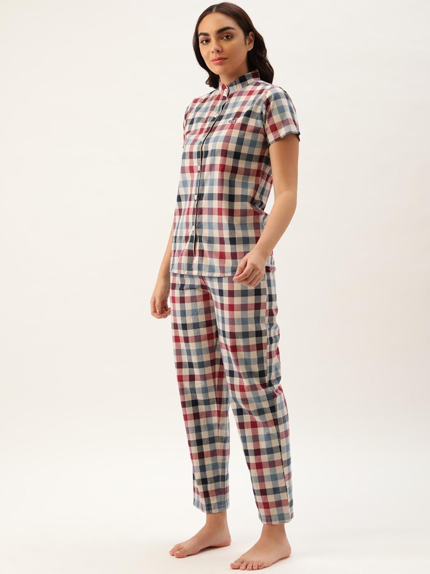 Clt.s Multicolor Checks Pajama Set