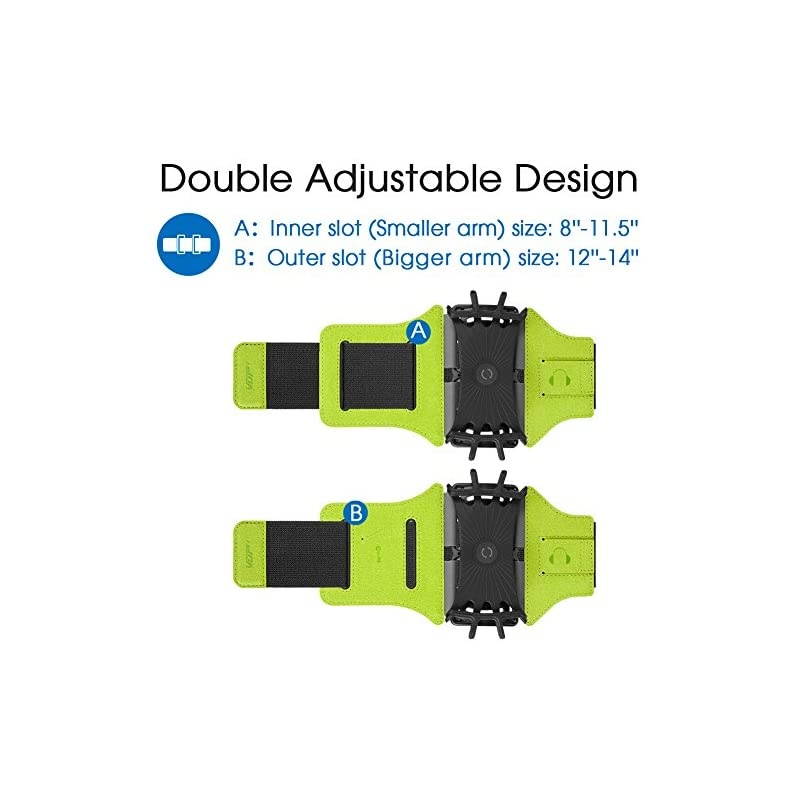 Running Armband for iPhone 12 Pro 11 Pro Max X XR XS 8 7 6 6s Plus,Galaxy S20 S10 S9 Plus, Note 20/10/9/8, 360&deg;Rotatable with Key Holder Phone Armband for Hiking Biking Walking(Green)