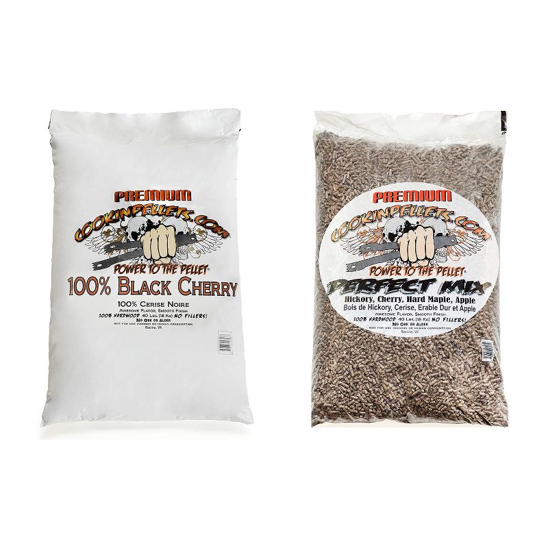 CookinPellets Black Cherry Smoker Smoking Hardwood Wood Pellets Bundle with Perfect Mix Hickory, Cherry, Hard Maple, Apple Wood Pellets, 40 Pound Bags