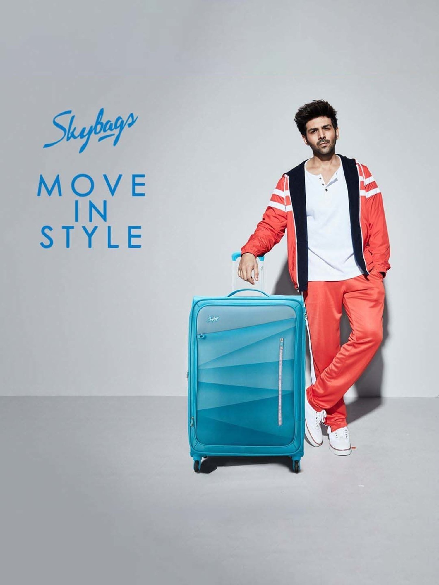 Skybags Gradient Teal Printed Soft Cabin Trolley Bag - 40 cm