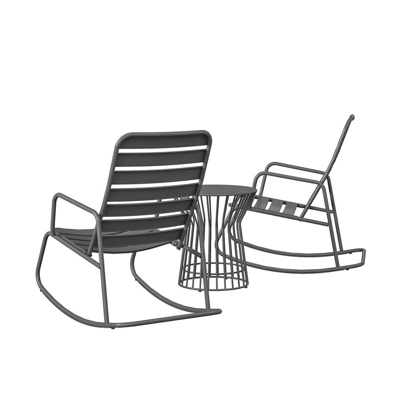 Roberta 3pc Outdoor/Indoor Rocker Set- Charcoal Gray - Novogratz
