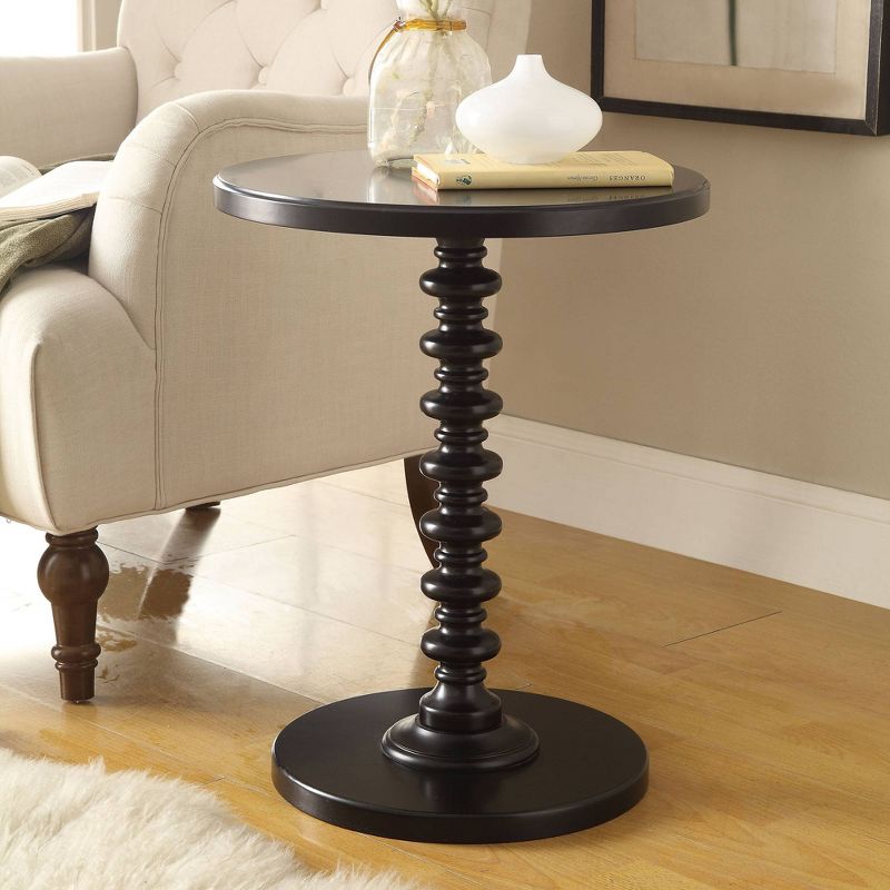 Acton 17" Wide Black Round Pedestal Wood Side Table