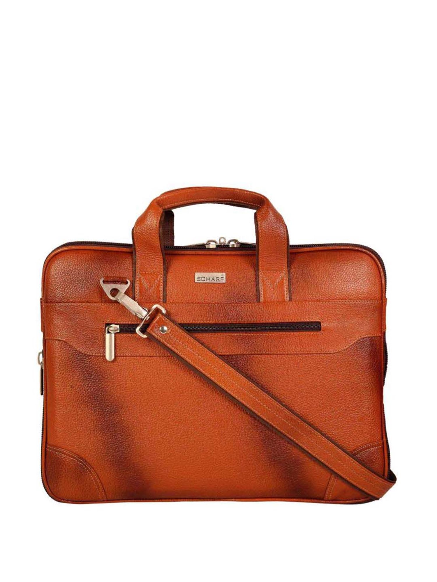 Scharf Walker Tan Formal Leather Laptop Bag