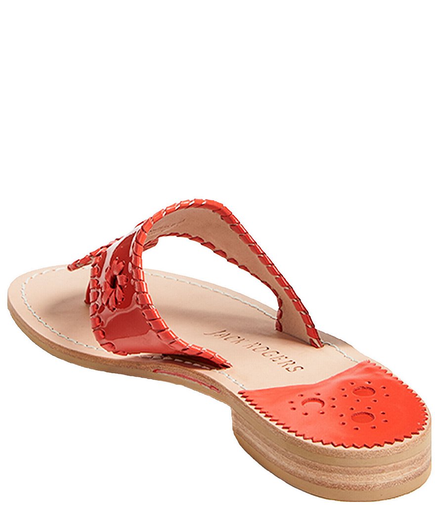 Jack Rogers Jacks Patent Leather Whipstitch Detail Thong Sandals