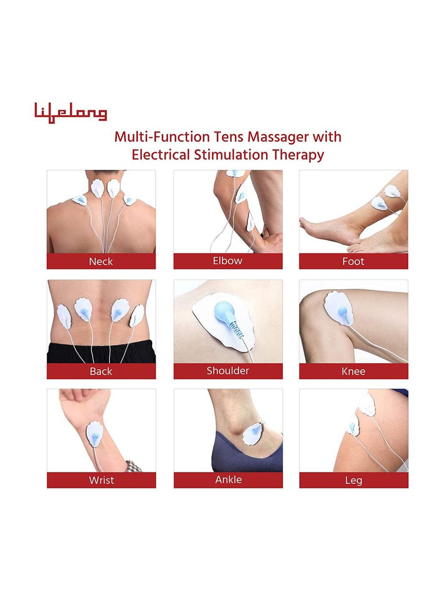 Lifelong LLM315 Electric Nerve Stimulation Pulse Massager with 4 Gel Pads (White)