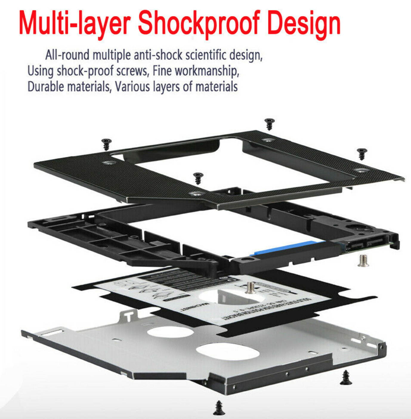 HDD Universal CD/DVD Caddy 12.7mm SATA to SATA Hard Drive Adapter For Laptop