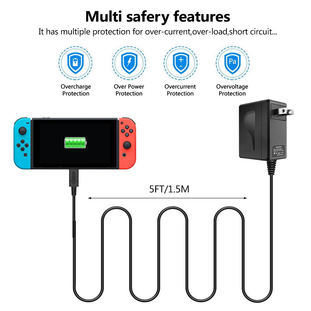 Game Console Power Charger with Transformer Handle Quick Charging, Direct Charging of The Main Engine for Switch AC Adapter