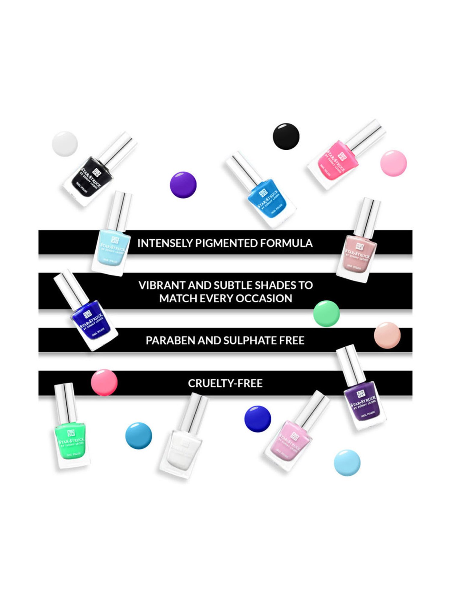 StarStruck By Sunny Leone Nail Polish Pack of 10 - 8 ml