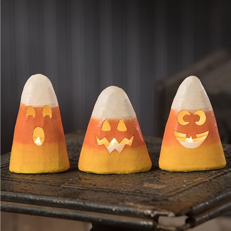 Halloween 3.5" Candy Corn Luminary Face Cutouts  -  Decorative Figurines