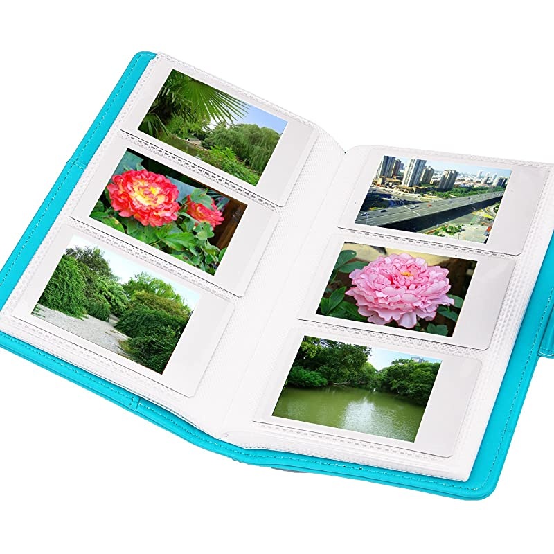 Wallet PU Leather Photo Album Compatible with Fujifilm Instax Mini Instant Film Azure Blue
