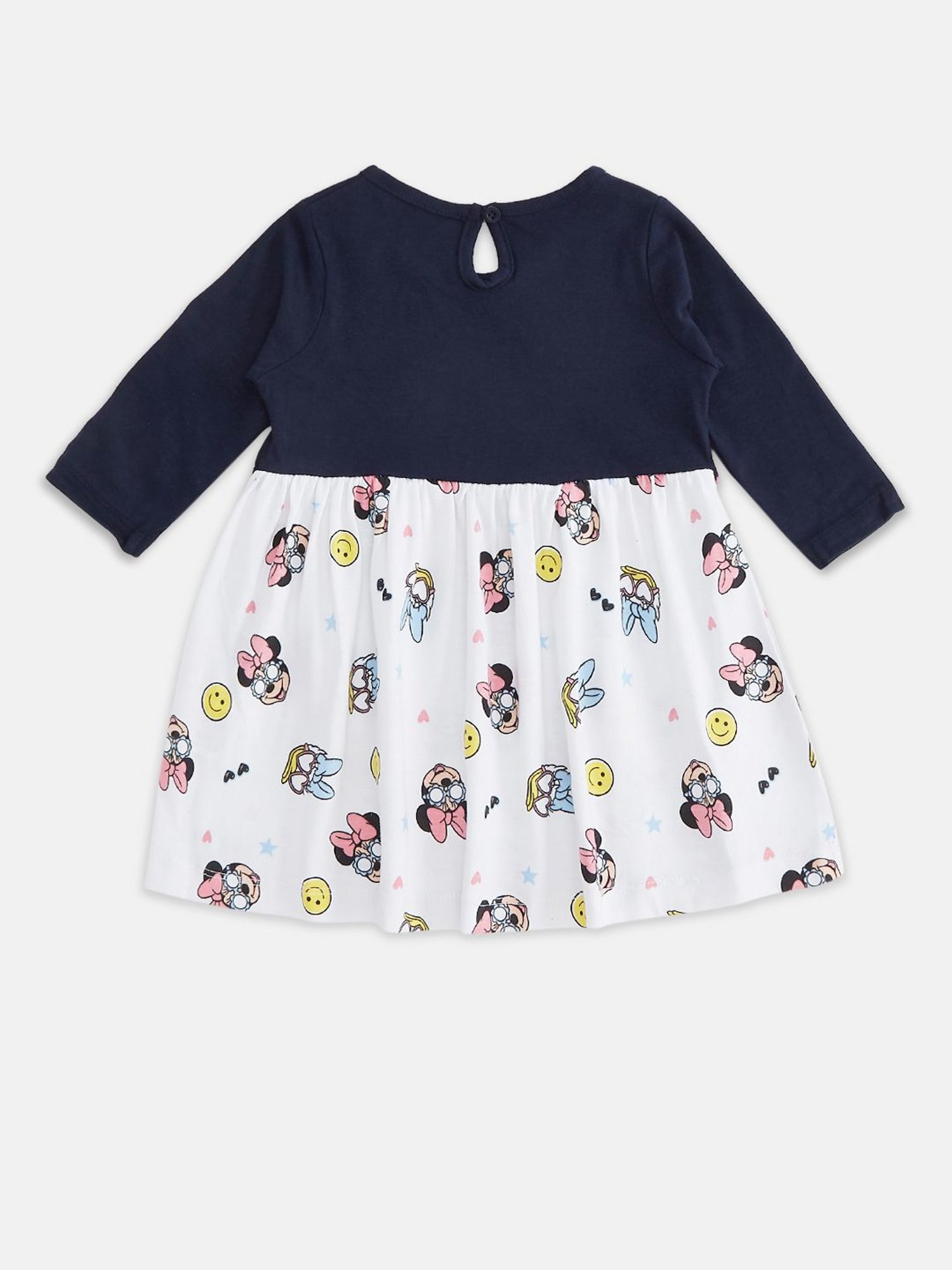 Pantaloons Baby White & Navy Printed Full Sleeves Dress