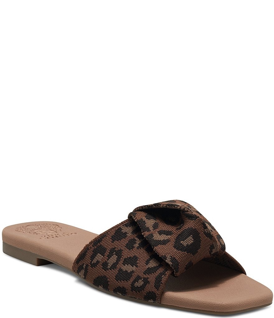 Vince Camuto Skylinna Washable Leopard Print Knotted Flat Sandals