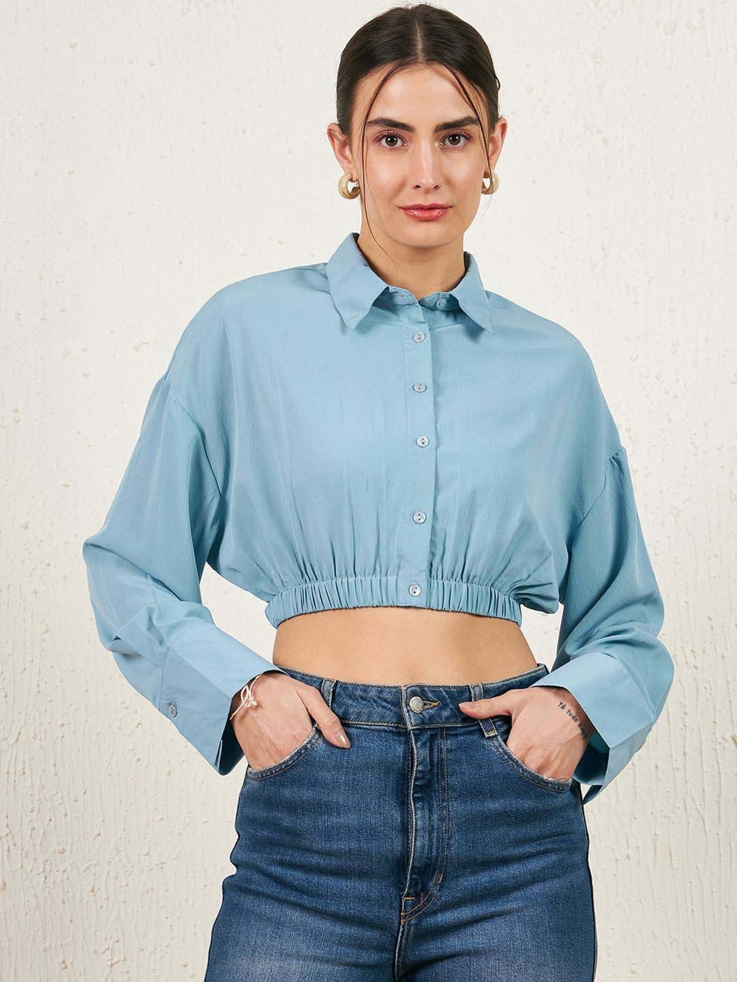 Rare Blue Slim Fit Crop Top