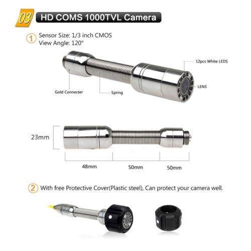 Eyoyo Pipe Pipeline Inspection Camera 50M/164ft Drain Sewer Industrial Endoscope Video Plumbing System with 7 Inch LCD Monitor 1000TVL DVR Recorder Snake Cam (Include 8GB SD Card)