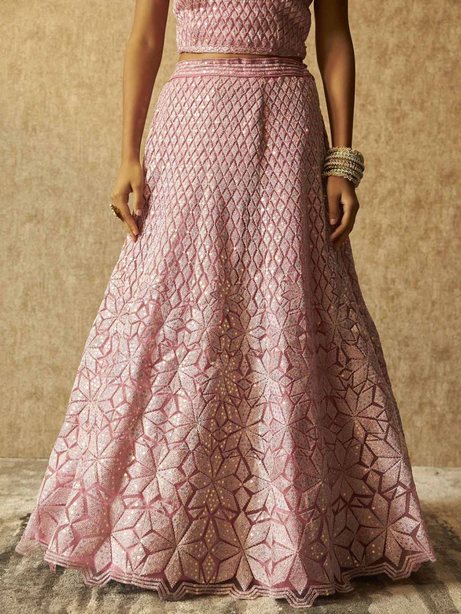 Soch Pink Embellished Unstitched Lehenga Choli Set With Dupatta