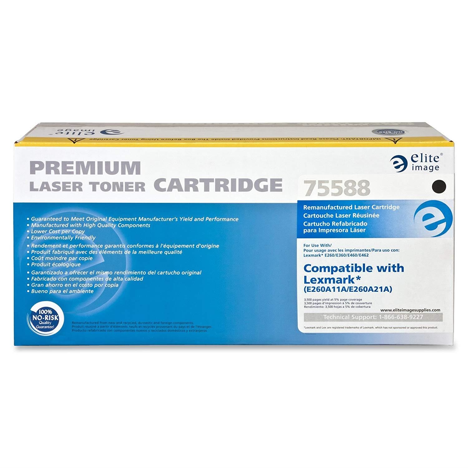 Elite Image ELI75588 Compatible Toner Replaces Lexmark E260A11A, Black