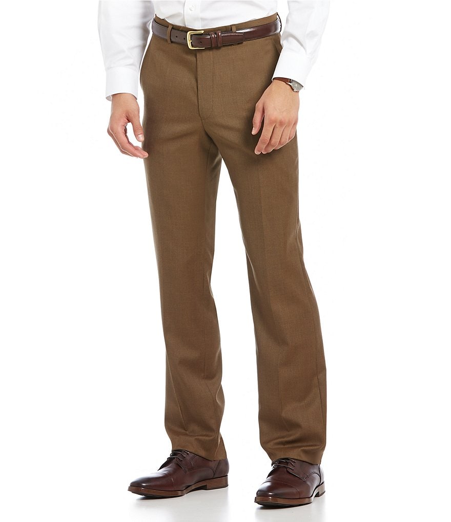 Santorelli Luxury Modern-Fit Flat Front Wool Dress Pants