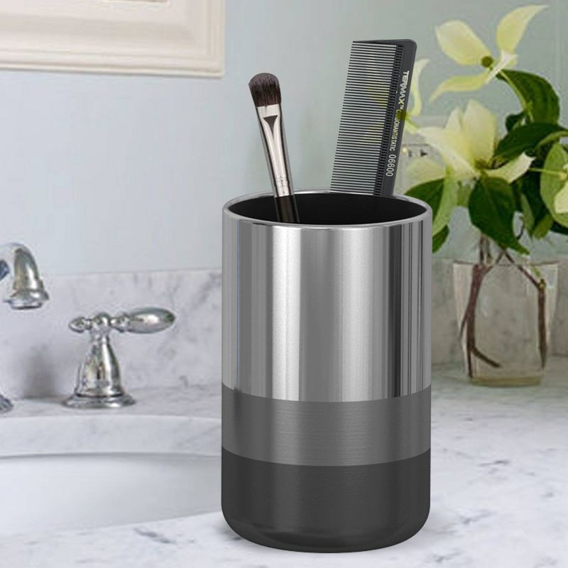 4pc Triune Metal Bath Accessory Set For Vanity Counter Tops Silver - Nu Steel