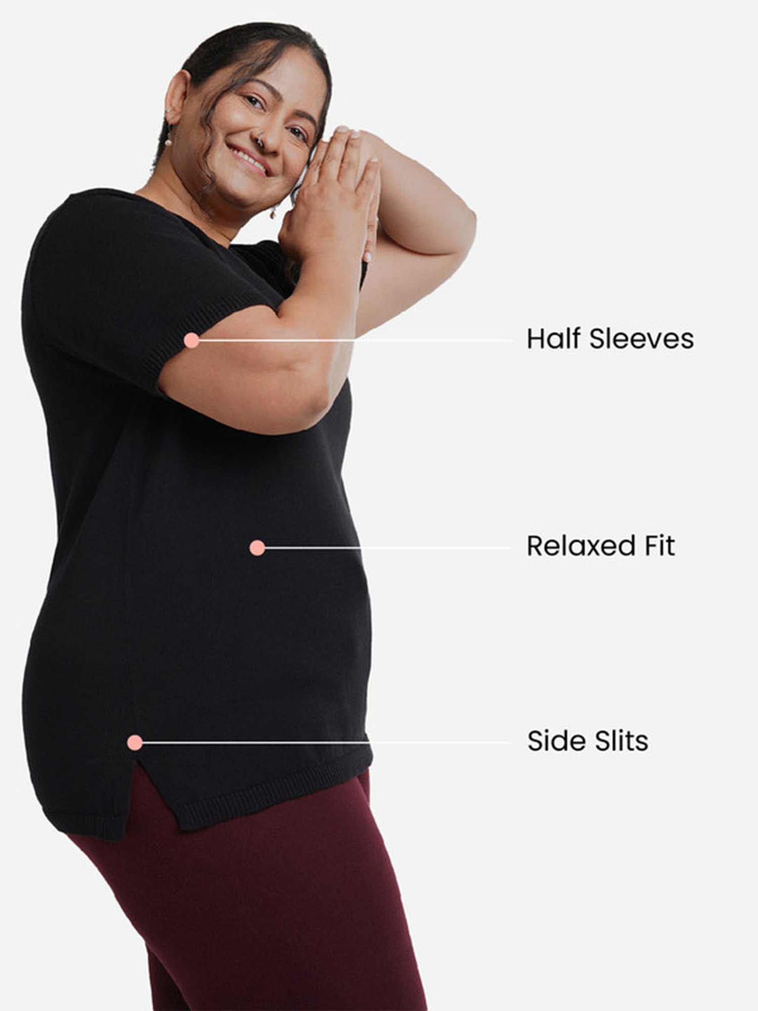 BlissClub Black At-Ease Cotton Knit Top