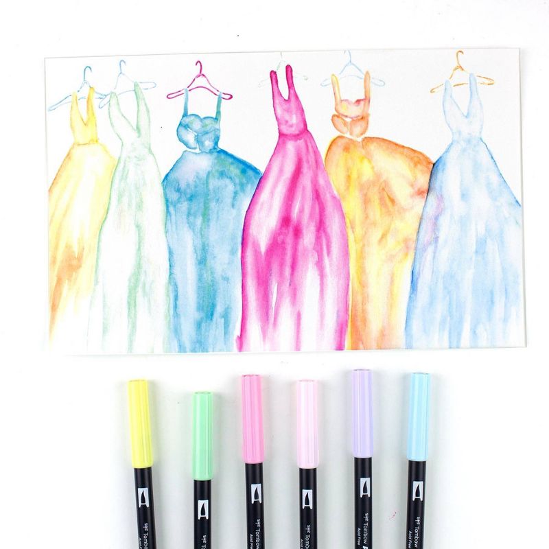 6pk Dual Brush Pen Art Markers Pastel Palette - Tombow