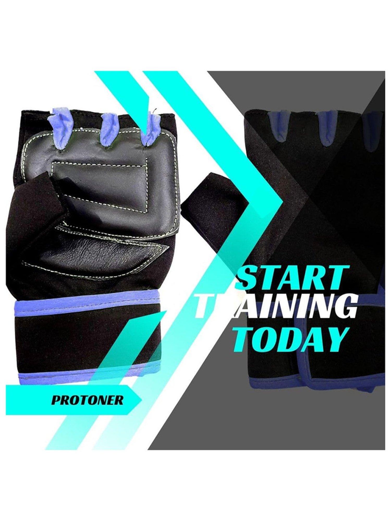 Protoner Gym Gloves with Padded Palm (Black)