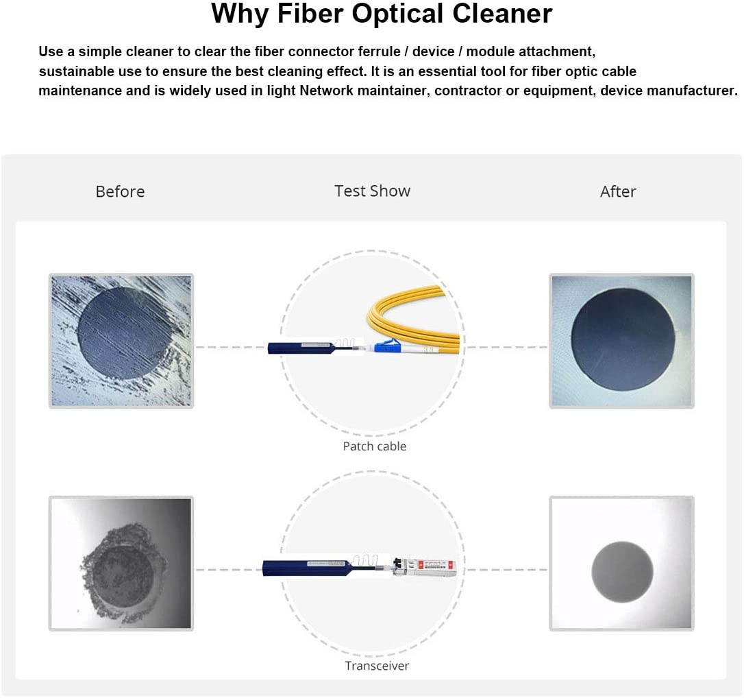 Fiber Optic Cleaning Pen LC/MU 1.25mm Ferrule Connectors Fiber Cleaner Cleans Over 800 Times
