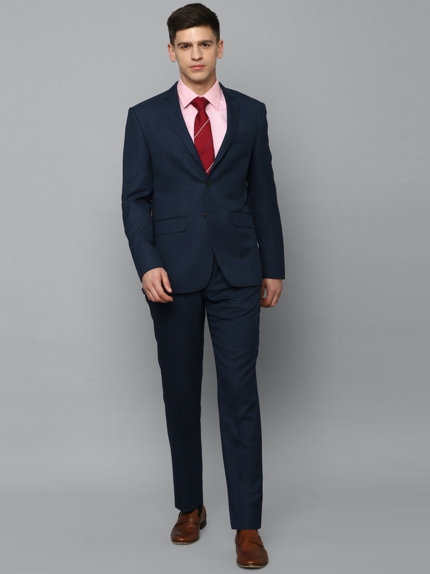 Luxure By Louis Philippe Navy Slim Fit Two Piece Suit
