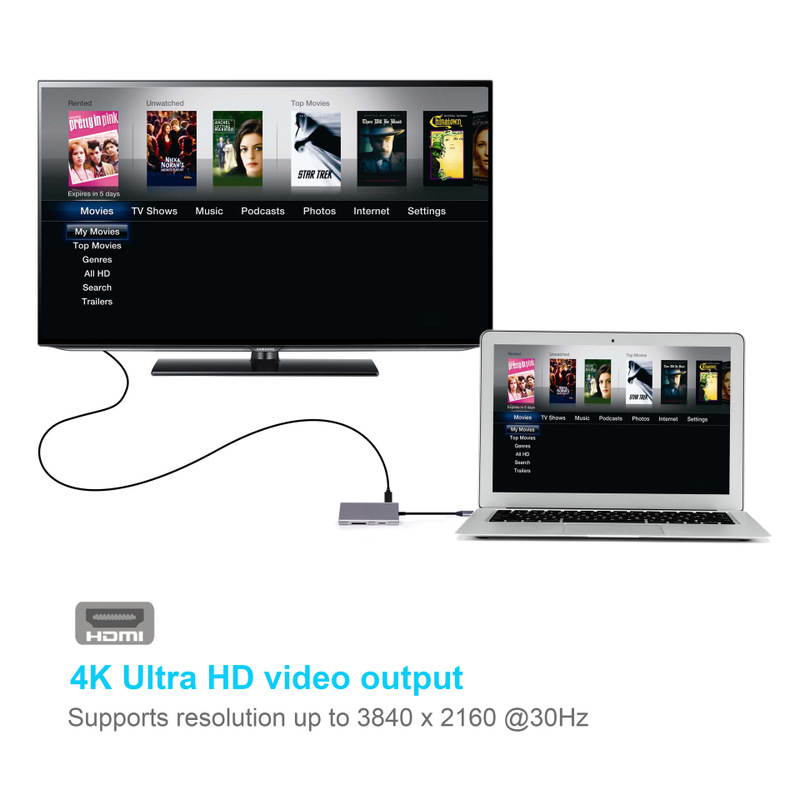 STANSTAR Type-C Docking Station USB-C Converter HDMI 8-in-1 Type C Hub Multi-Function Hub, Laptop TV Converter MacBook Adapter