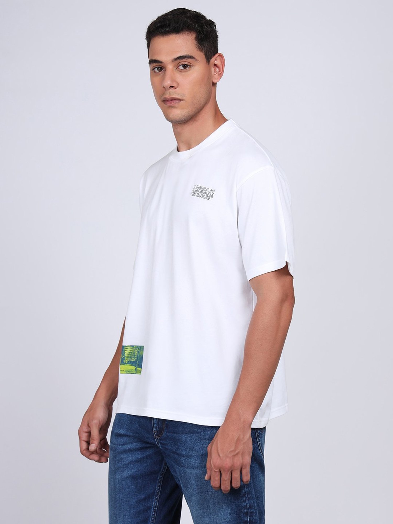 Lee Men Graphic Print White Crew Neck Oversize Fit Tshirt