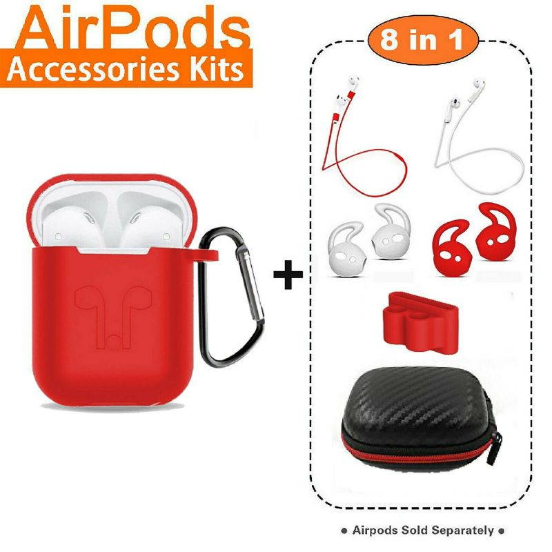 Strap Holder & Silicone Case Cover For Apple AirPod Air Pod Accessories AirPods