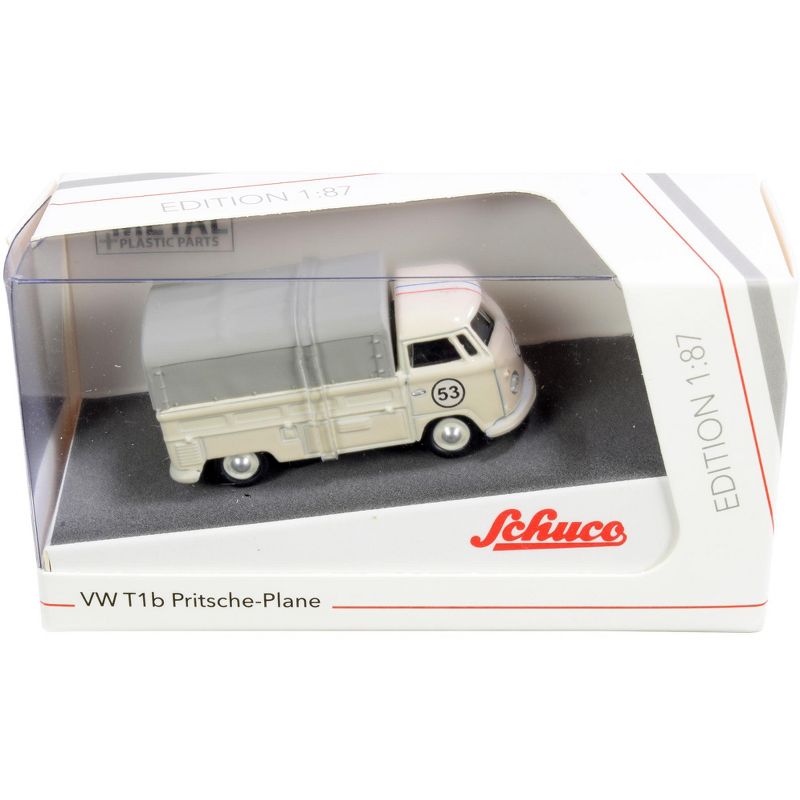Volkswagen T1b Pritsche Plane Pickup Truck with Canopy #53 Cream 1/87 (HO) Diecast Model by Schuco