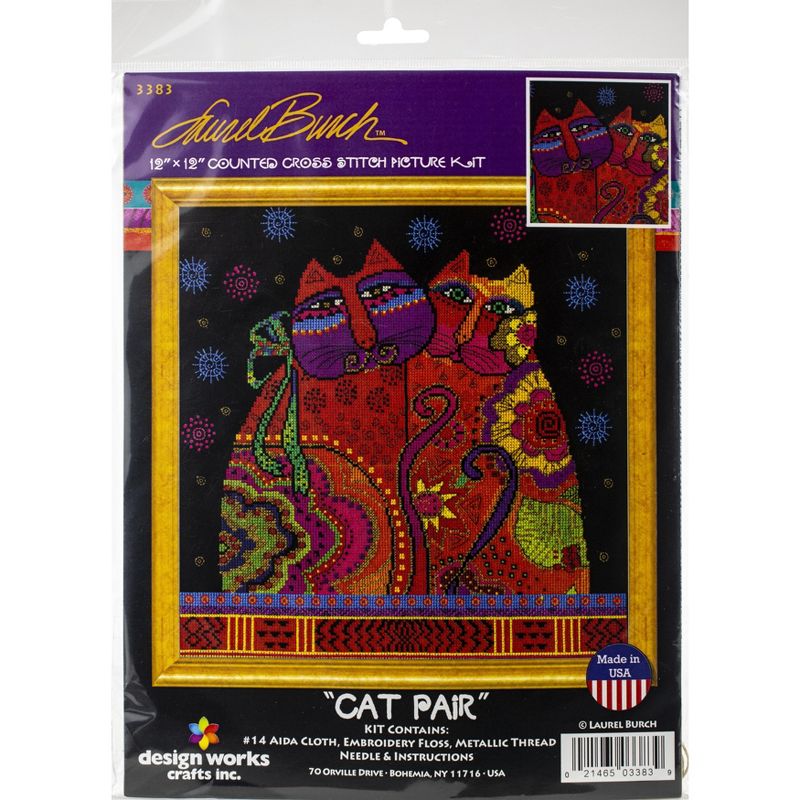 Design Works Counted Cross Stitch Kit 12"X12"-Cat Pair (14 Count)