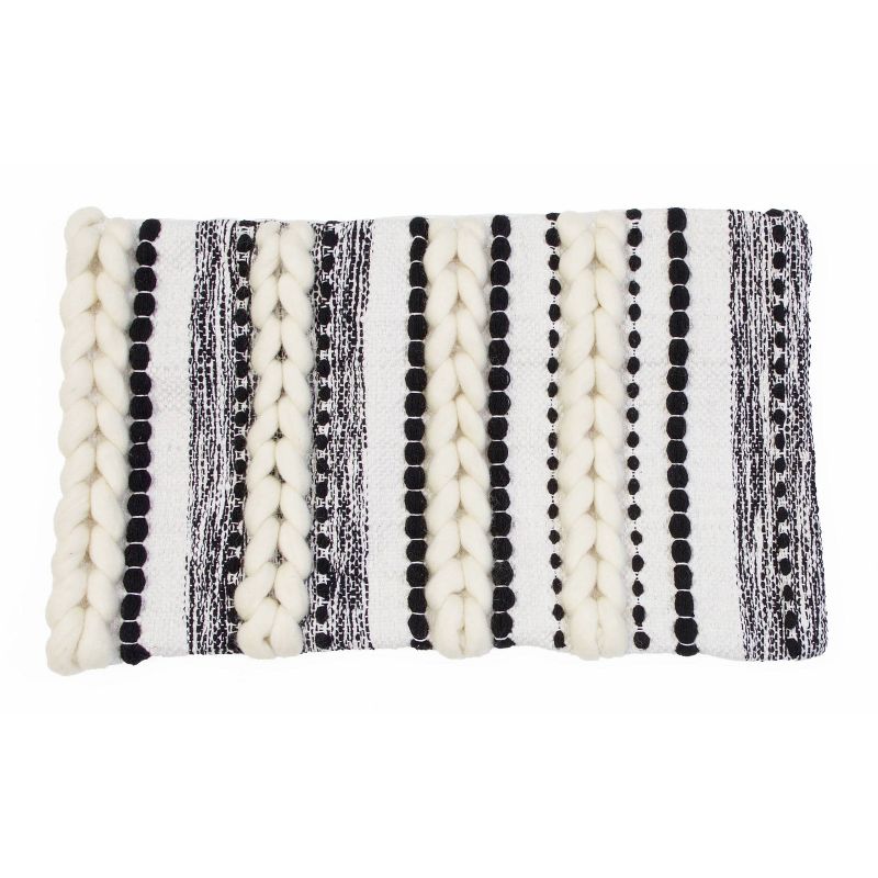 12"x20" Anya Braided Applique Stitched Pillow Shell Jet Black - Décor Therapy