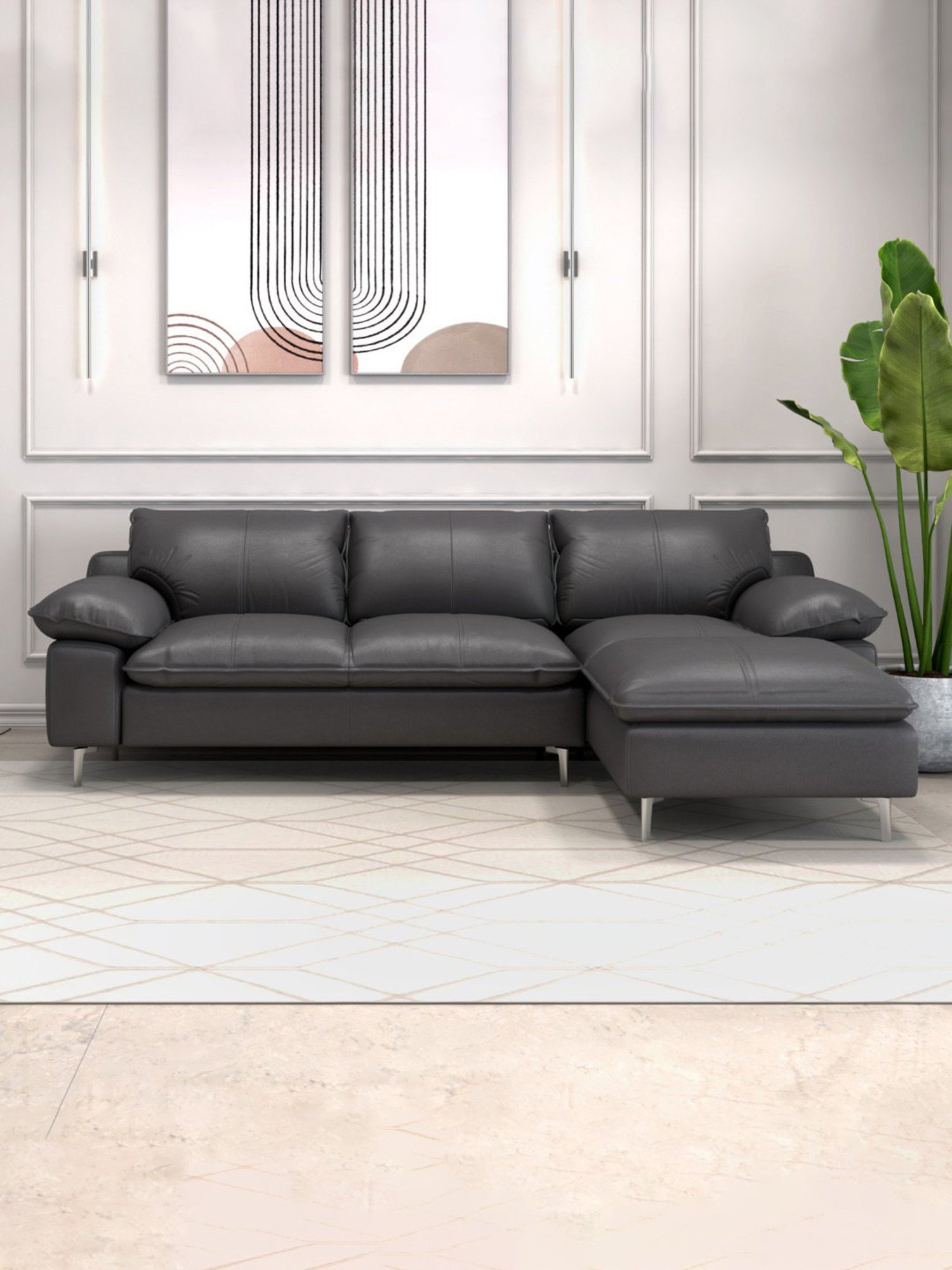 Durian Berry Black Premium Leatherette 2 Seater Sofa