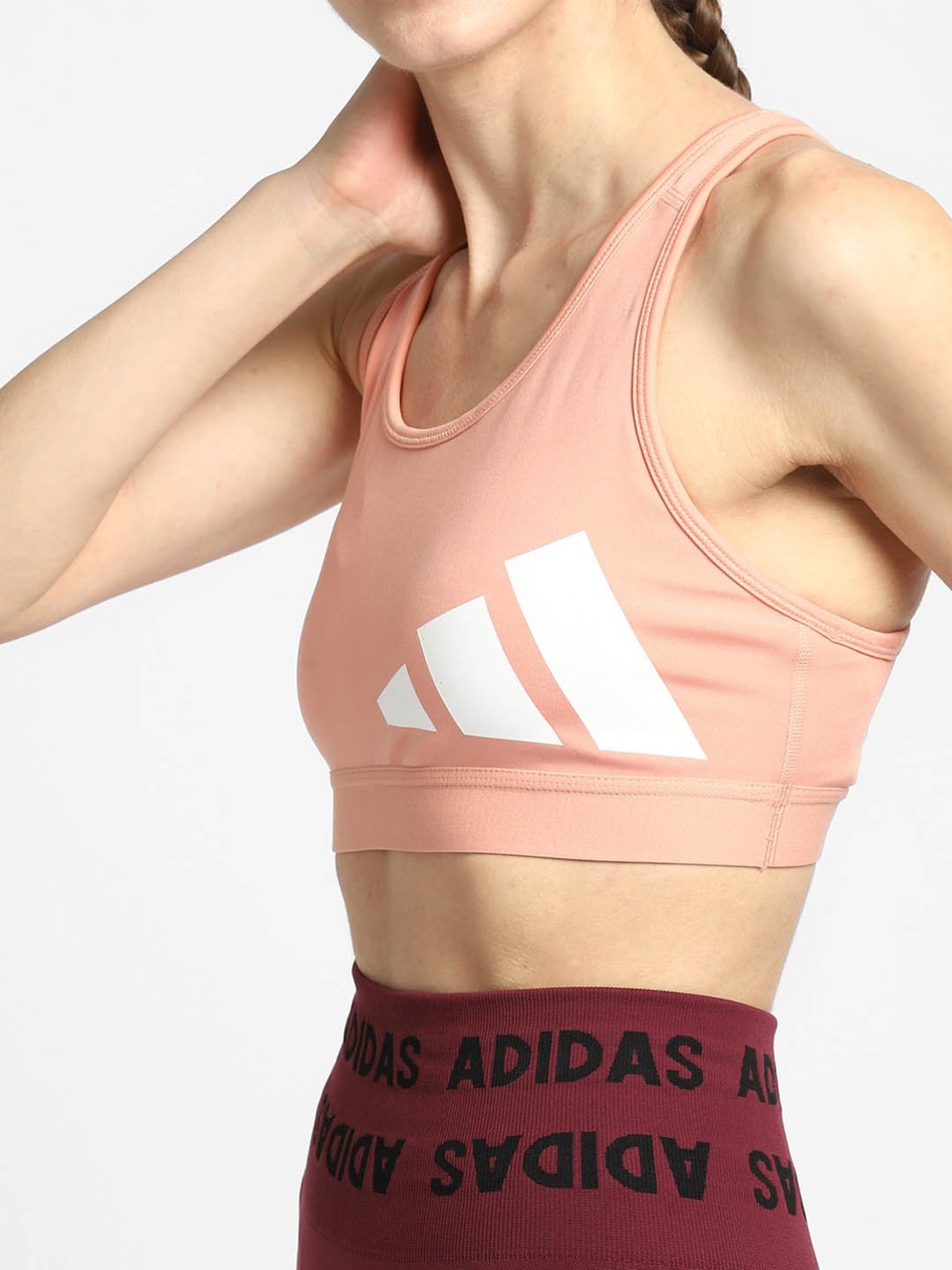 Adidas Peach Bt 3Bar Logo Sports Bra