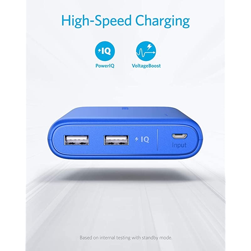 PowerCore 13000, Compact 13000mAh 2-Port Ultra-Portable Phone Charger Power Bank with PowerIQ and VoltageBoost Technology for iPhone, iPad, Samsung Galaxy (Blue)
