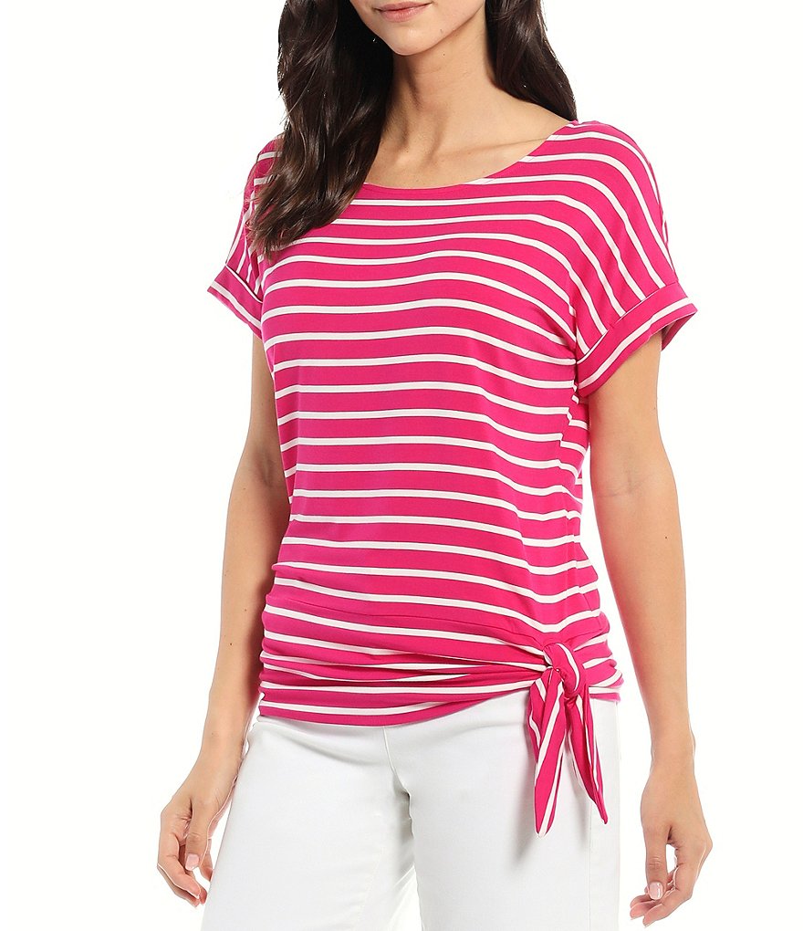 Preston & York Caroline Bow Woven V-Neck 3/4 Sleeve Blouse