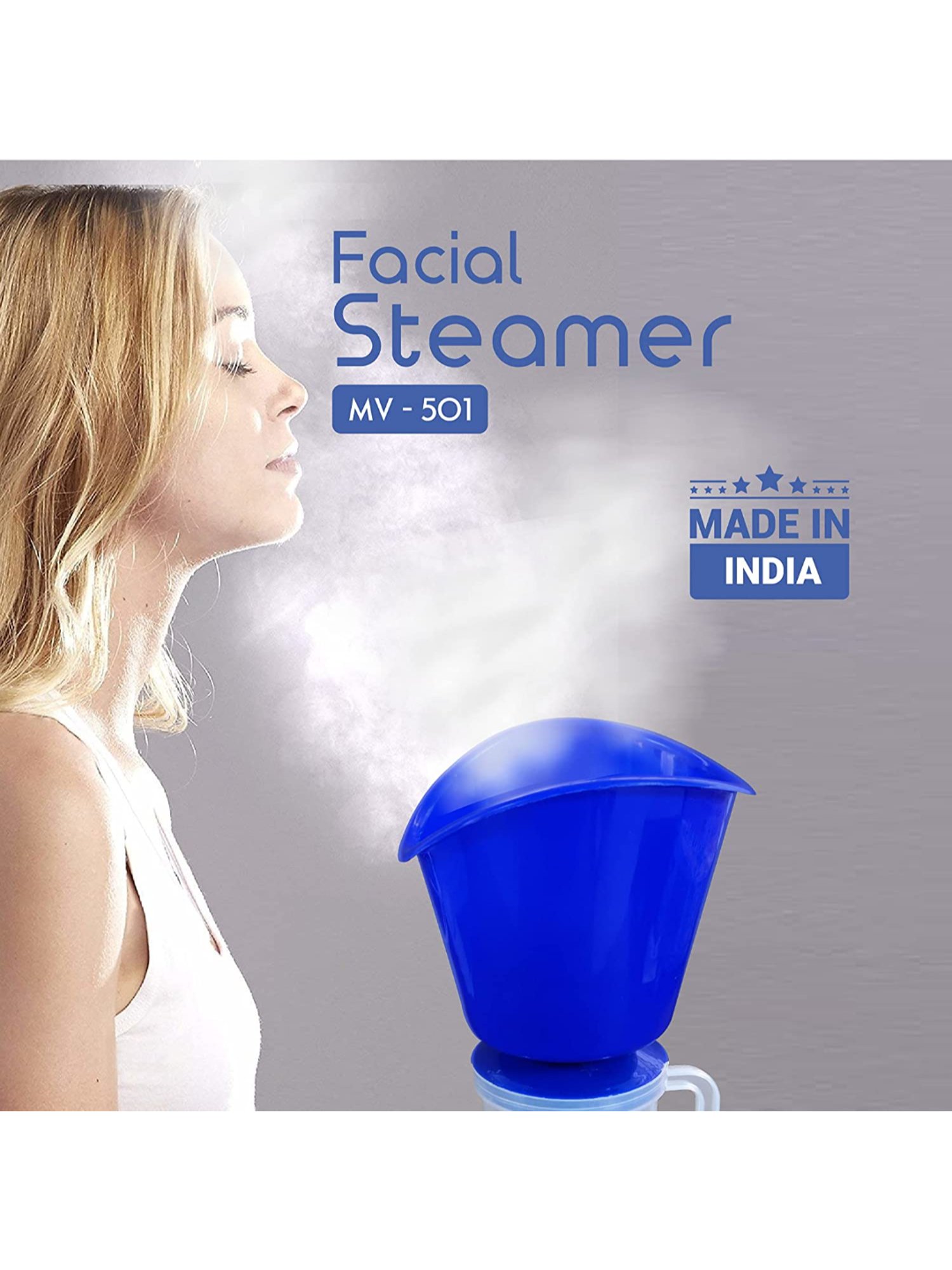 Mievida 3-in-1 Steam Inhaler Vaporizer and Facial Steamer for Cough and Cold (Blue)