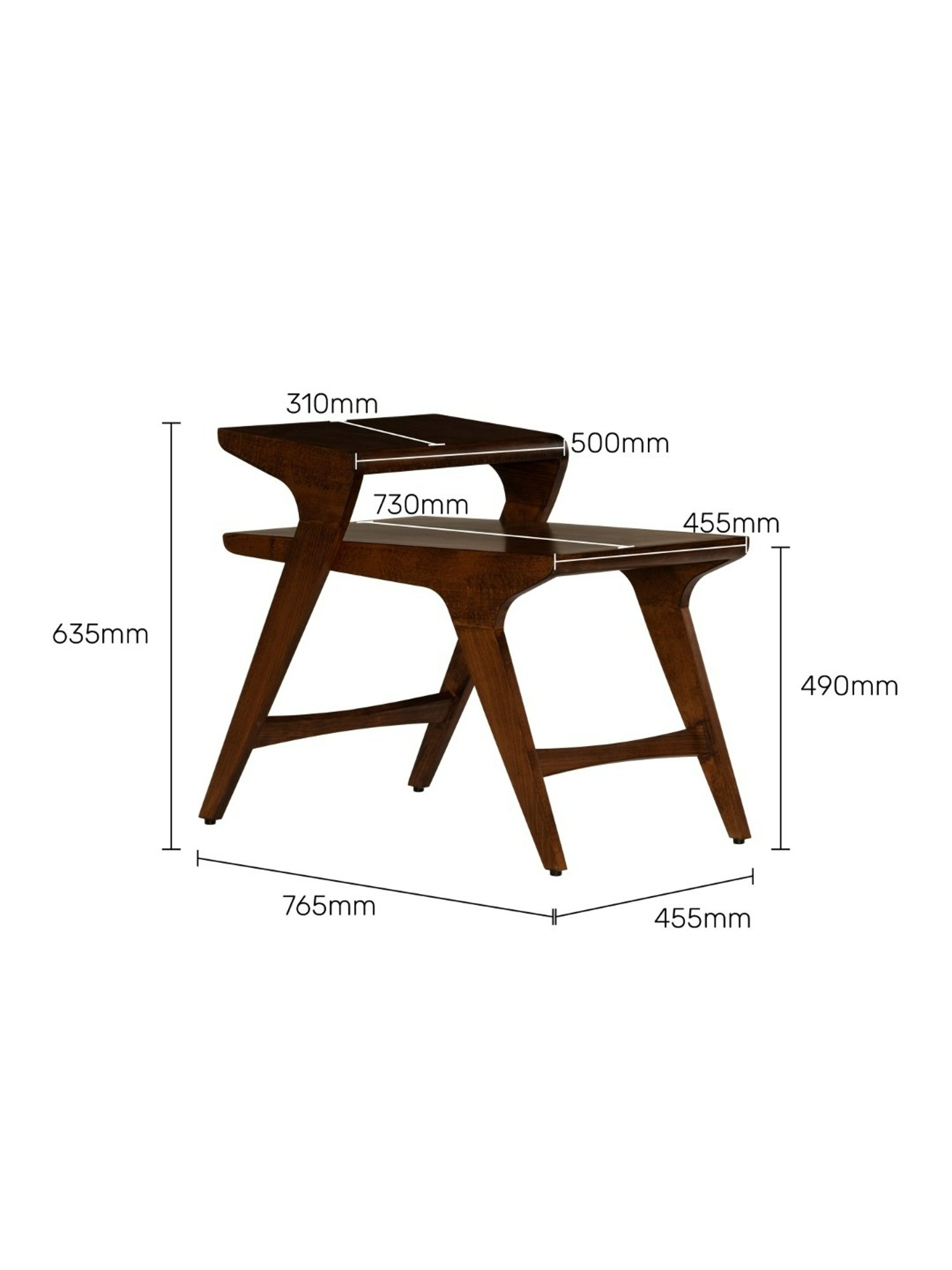 Durian Mackenzie Mid-Century Modern Brown Solid Wood End Table Dark Oak Finish