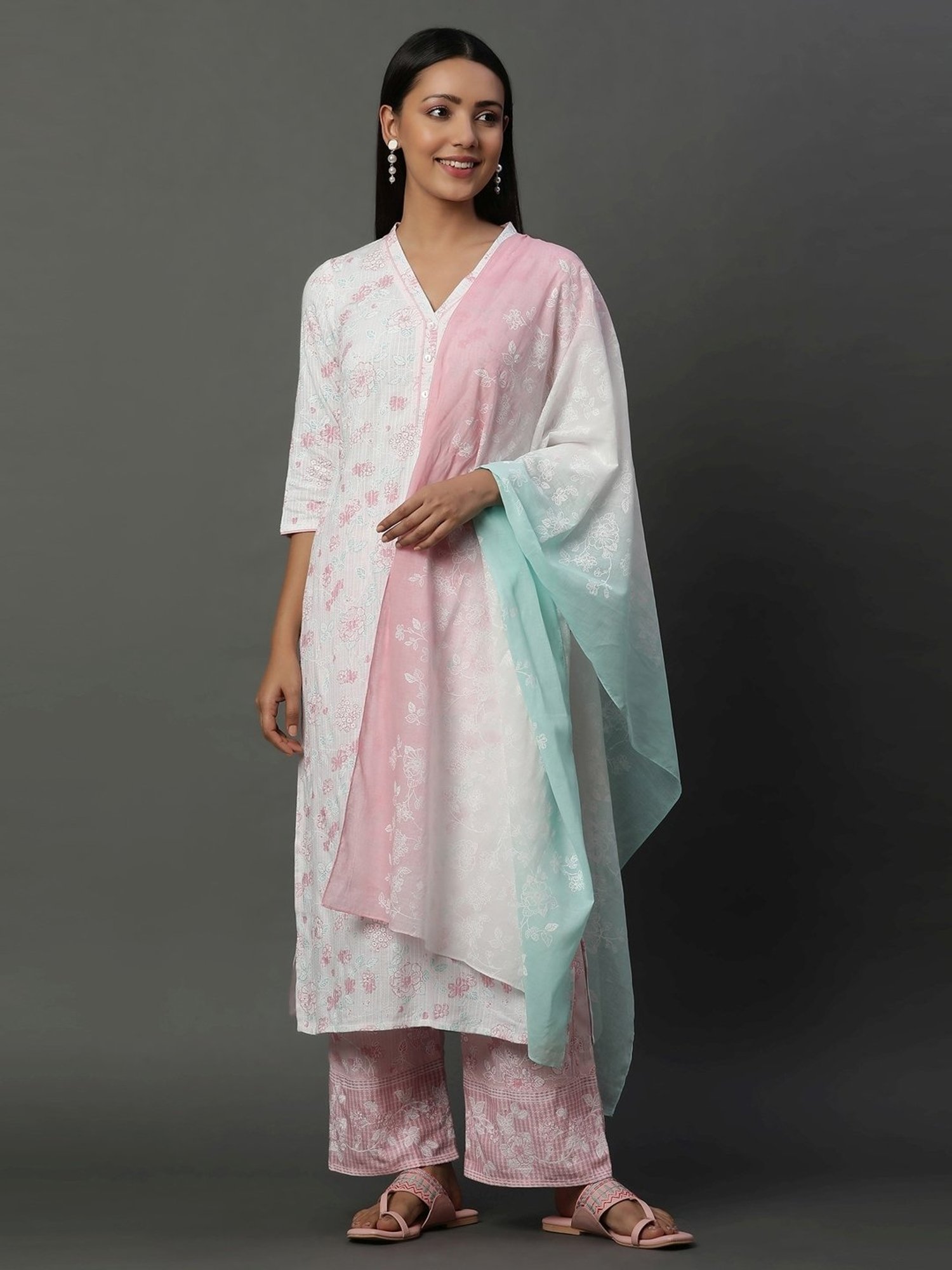 Aurelia Multicolored Cotton Printed Dupatta