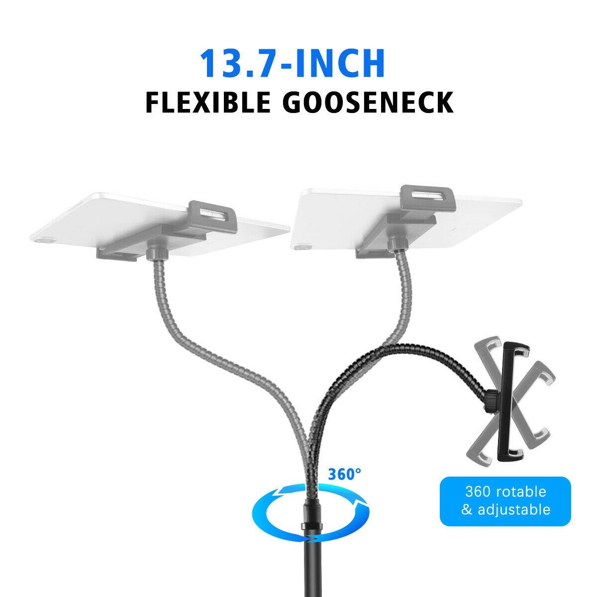 Height Adjust Gooseneck Floor Stand Tablet iPad Kindle Cell Phone Mount Holder
