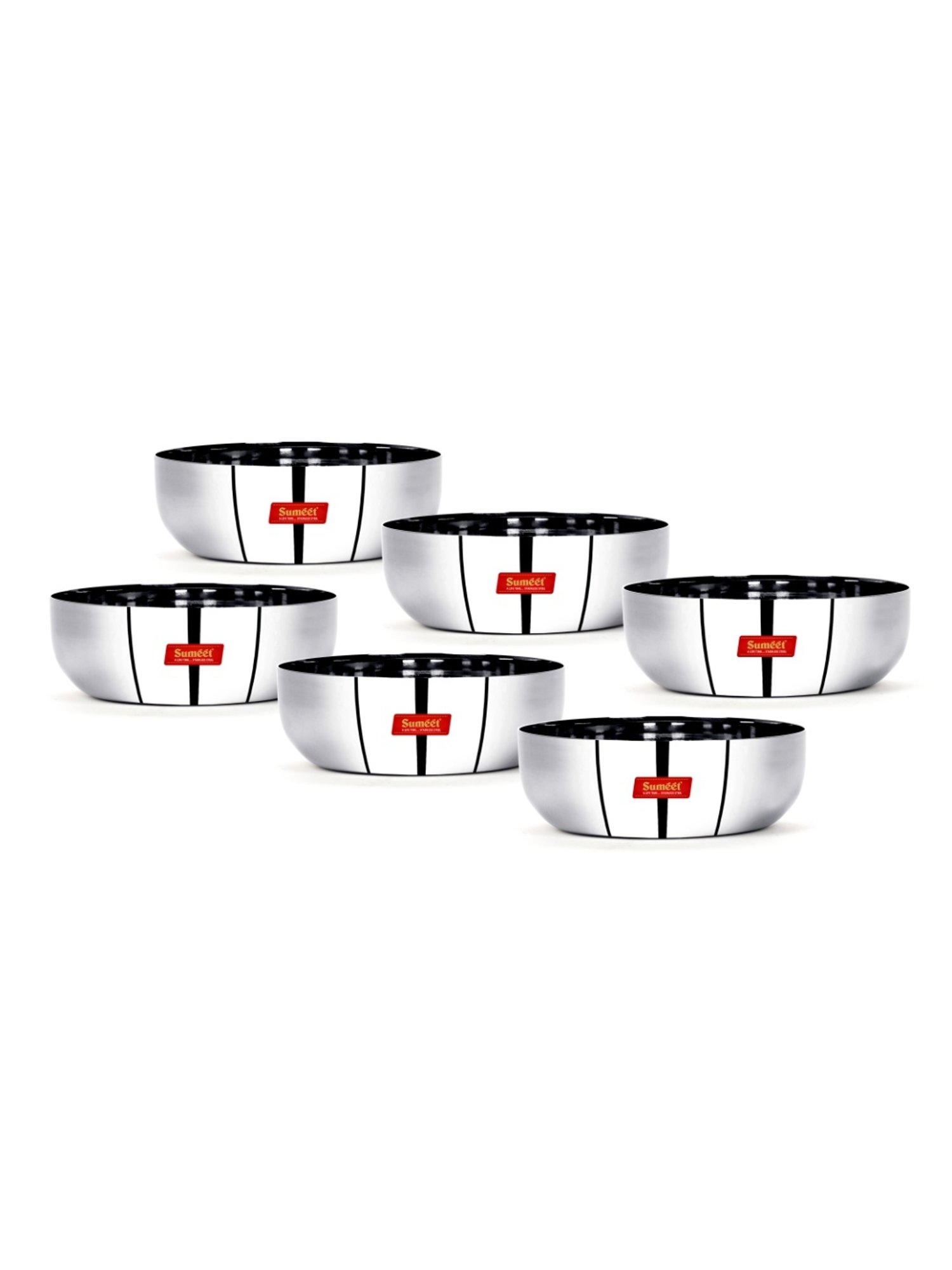 Sumeet S.S. Apple Shape Heavy Gauge Mini Dessert Plates with Mirror Finish -10Cm Dia- Set of 6 Pcs