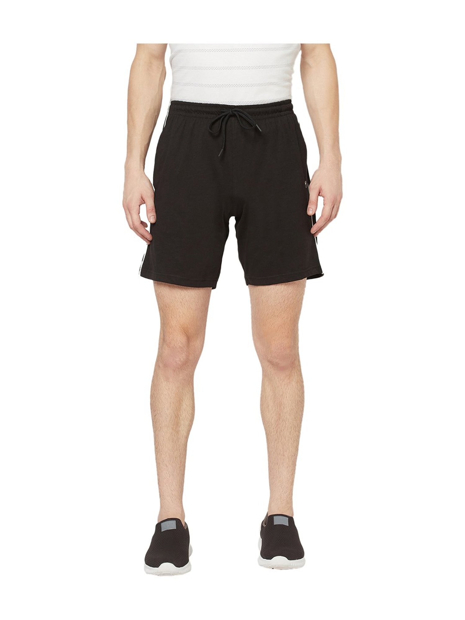 Octave Black Regular Fit Solid Shorts